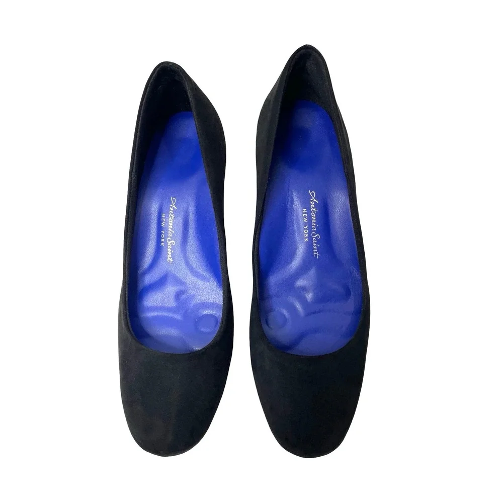 Antonia Saint NY All Day and Night suede block heel pumps Size 7.5B black